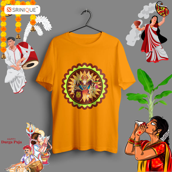 Kids Boy's Durga puja special T-shirt Durga Alpana