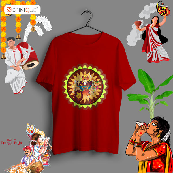 Kids Boy's Durga puja special T-shirt Durga Alpana