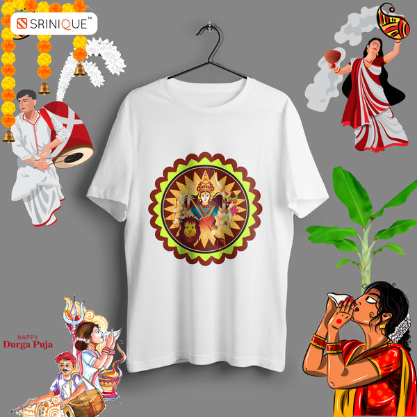 Kids Boy's Durga puja special T-shirt Durga Alpana