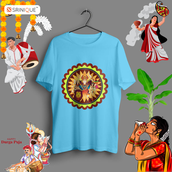 Kids Boy's Durga puja special T-shirt Durga Alpana