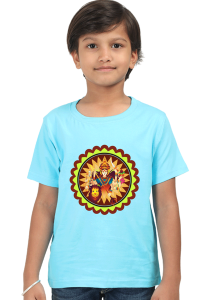 Kids Boy's Durga puja special T-shirt Durga Alpana