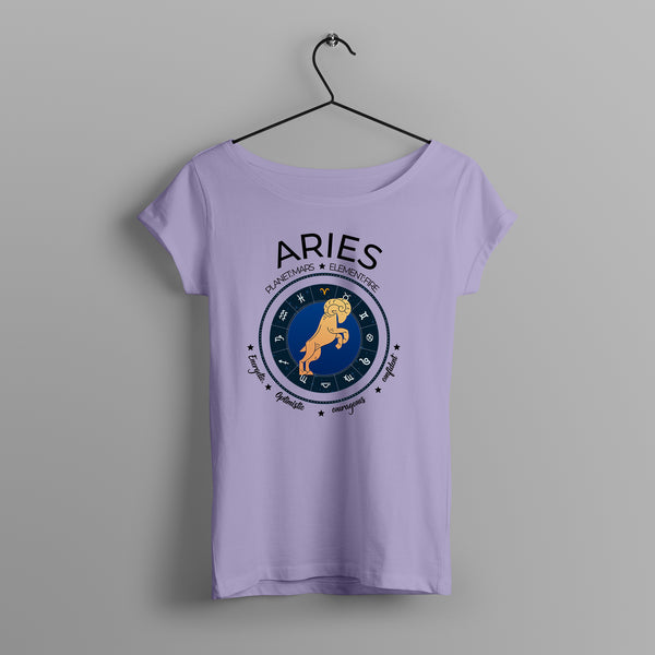 Women's Zodiac Sign Half sleeve Astrological T-shirt Aries