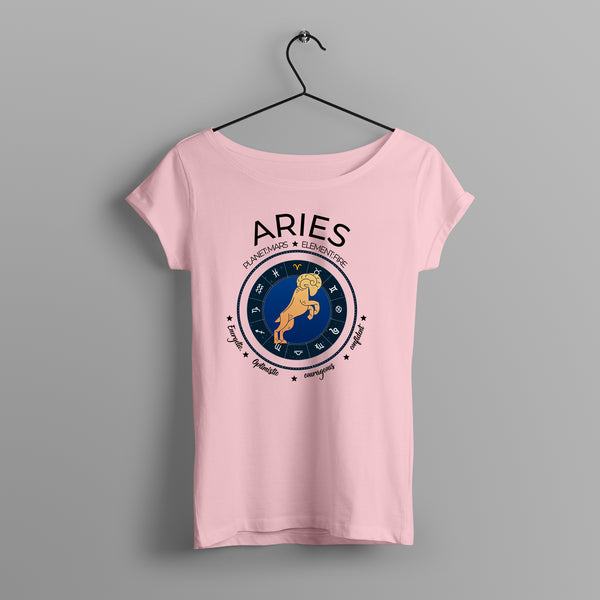 Women's Zodiac Sign Half sleeve Astrological T-shirt Aries