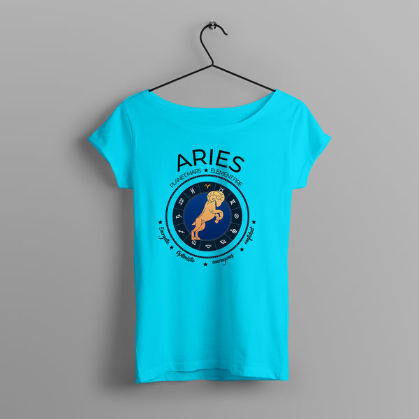 Women's Zodiac Sign Half sleeve Astrological T-shirt Aries