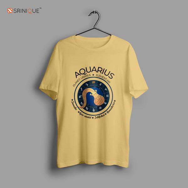 Men's Zodiac Sign Half Sleve Astrological T-Shirt Aquarius