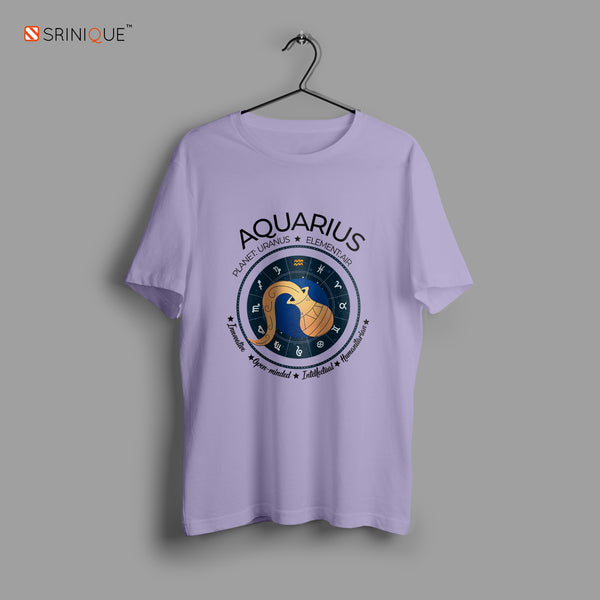 Men's Zodiac Sign Half Sleve Astrological T-Shirt Aquarius