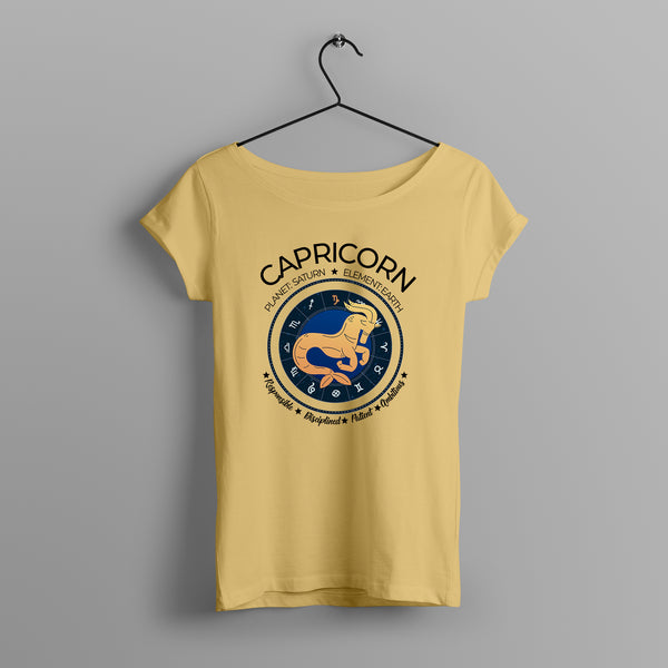 Women's Zodiac Sign Half sleeve Astrological T-shirt Capricorn