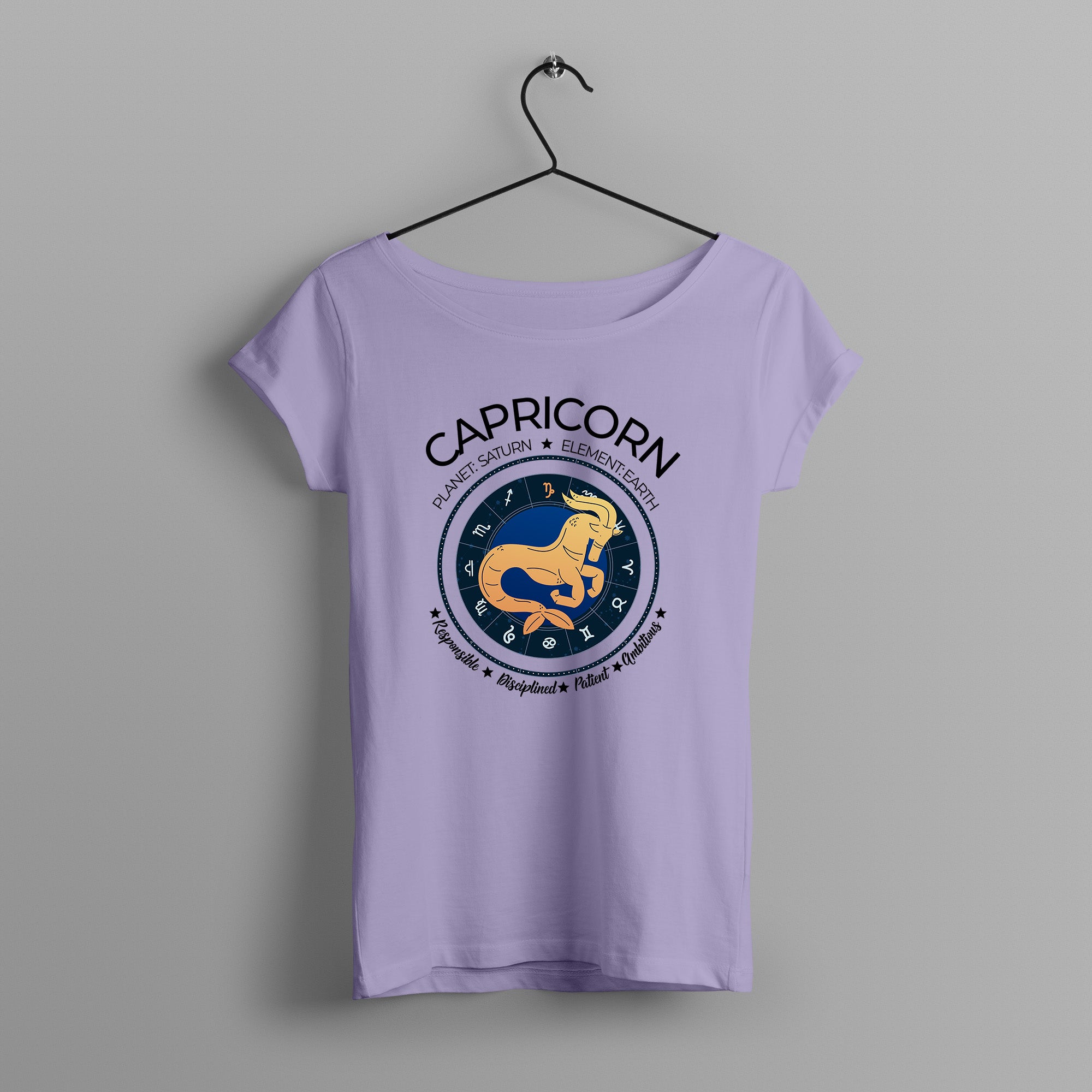 Women's Zodiac Sign Half sleeve Astrological T-shirt Capricorn