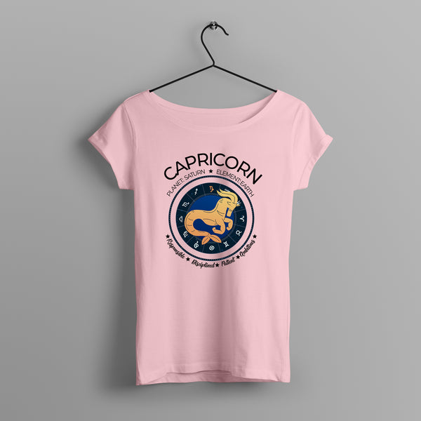 Women's Zodiac Sign Half sleeve Astrological T-shirt Capricorn