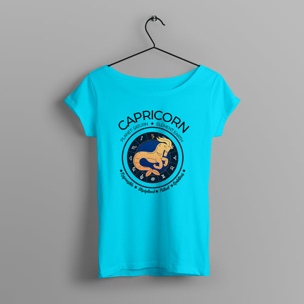 Women's Zodiac Sign Half sleeve Astrological T-shirt Capricorn