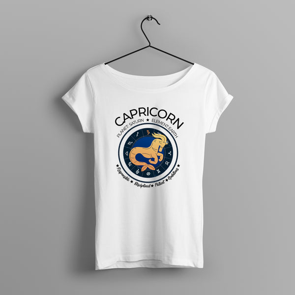 Women's Zodiac Sign Half sleeve Astrological T-shirt Capricorn