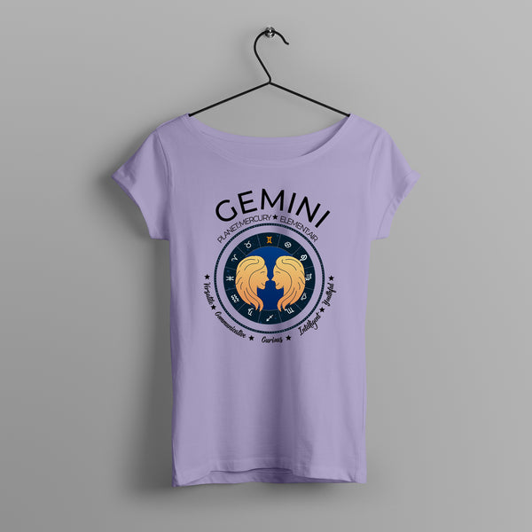 Women's Zodiac Sign Half sleeve Astrological T-shirt Gemini