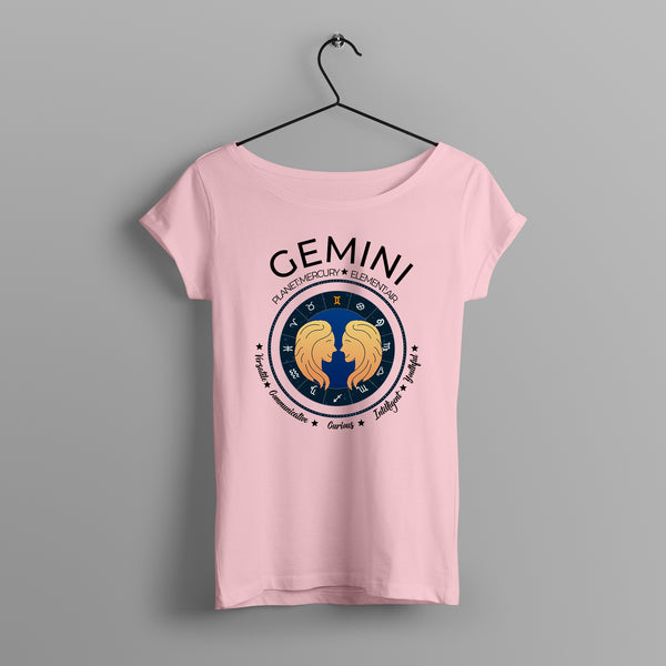 Women's Zodiac Sign Half sleeve Astrological T-shirt Gemini