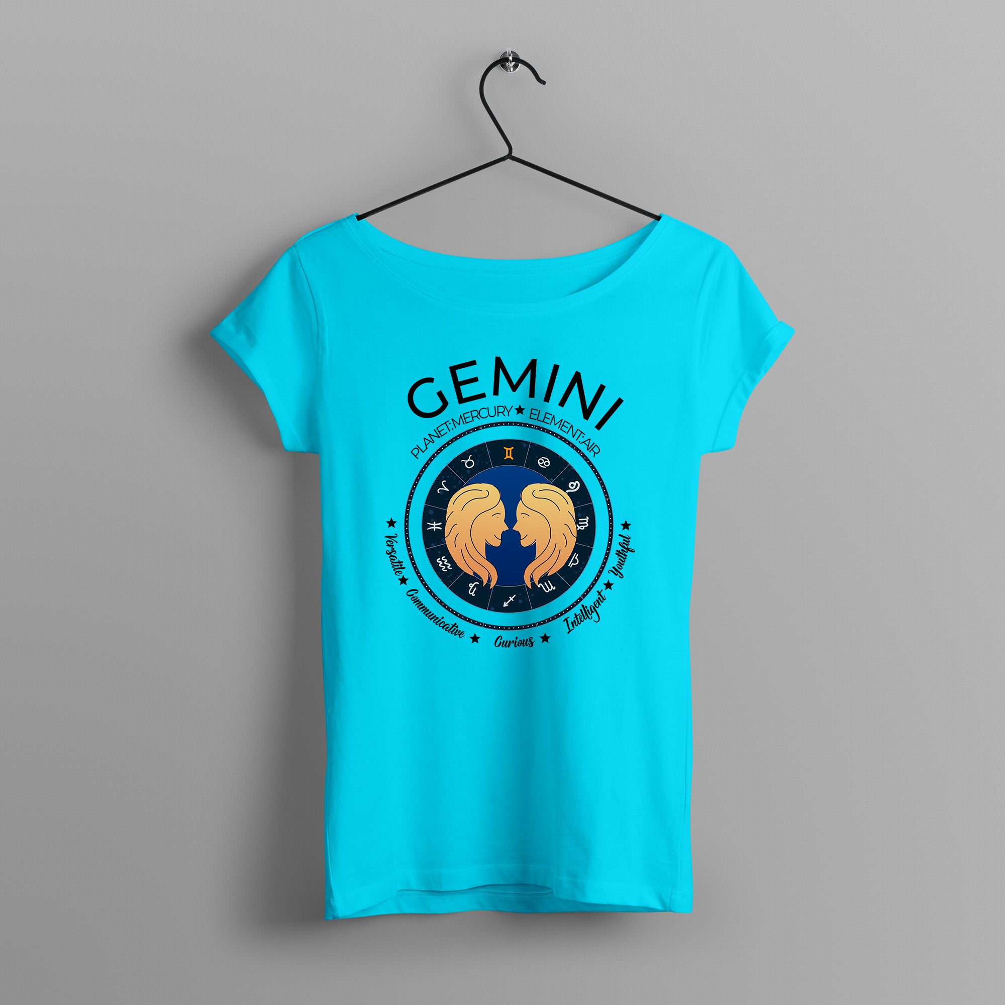 Women's Zodiac Sign Half sleeve Astrological T-shirt Gemini