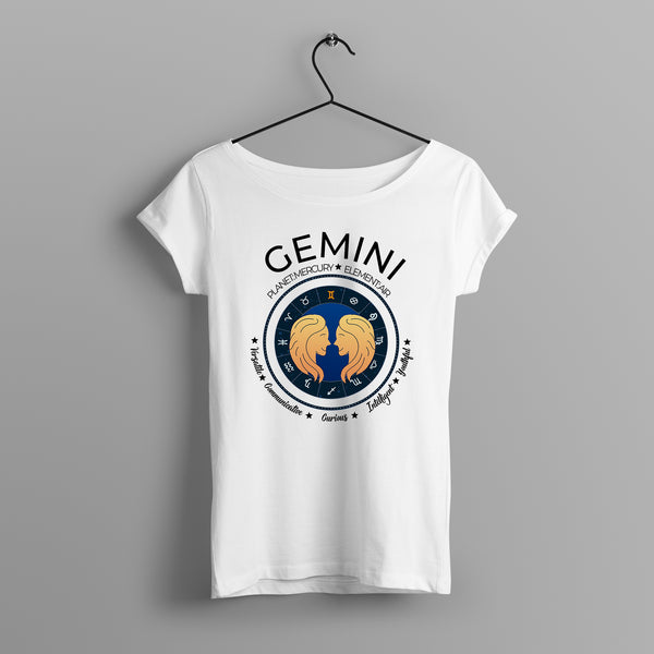 Women's Zodiac Sign Half sleeve Astrological T-shirt Gemini