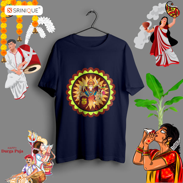 Kids Boy's Durga puja special T-shirt Durga Alpana