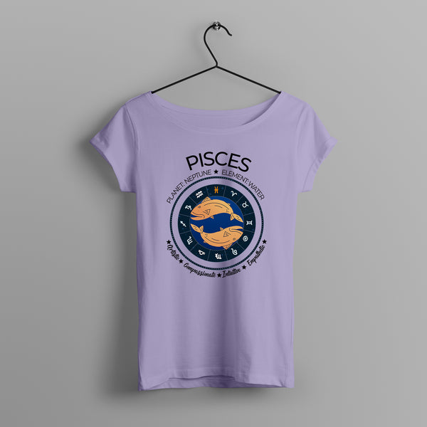 Women's Zodiac Sign Half sleeve Astrological T-shirt Pisces