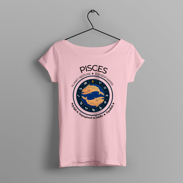 Women's Zodiac Sign Half sleeve Astrological T-shirt Pisces