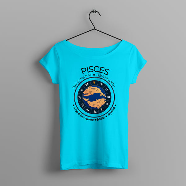 Women's Zodiac Sign Half sleeve Astrological T-shirt Pisces