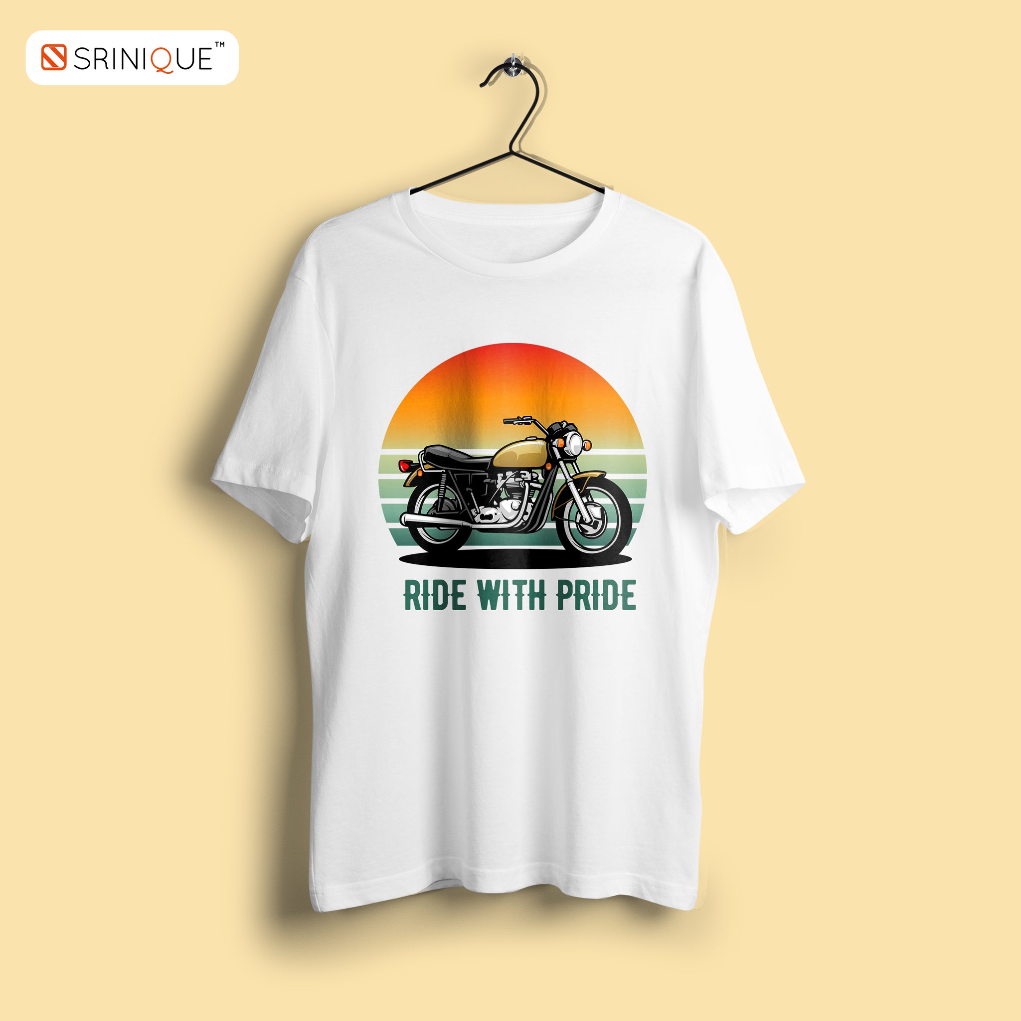 Biker T-shirt Ride With Pride Cotton Printed White