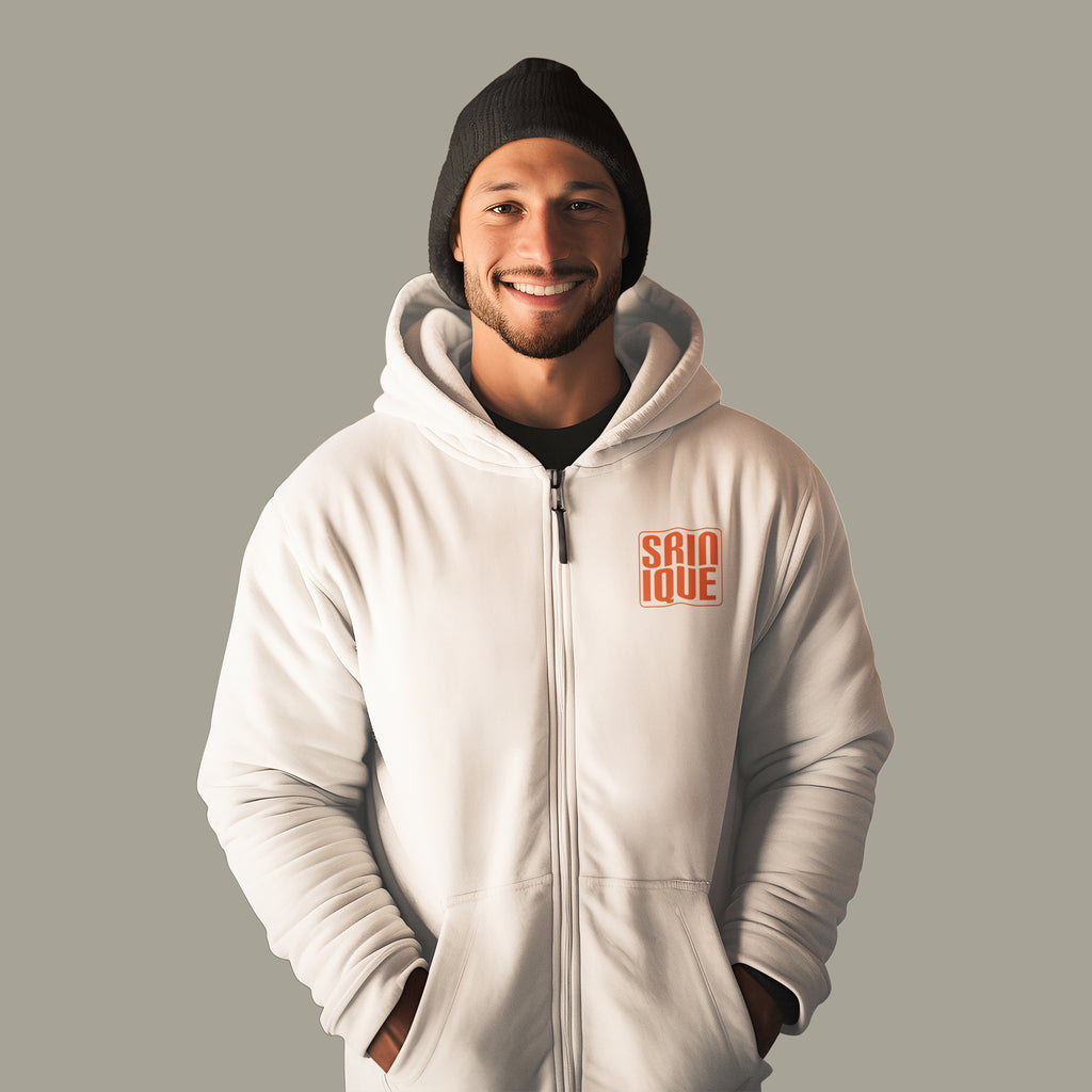 Hoodies For Men Heavyweight Cotton Zip White colour