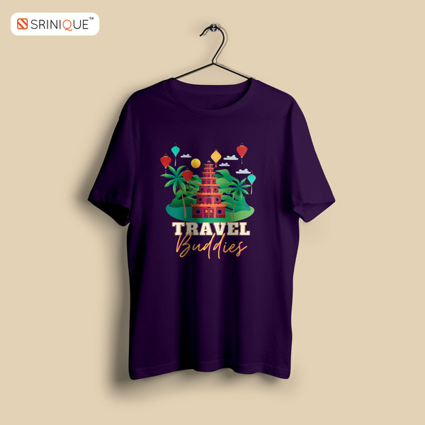 Travel T-shirt Purple Printed Travel buddies