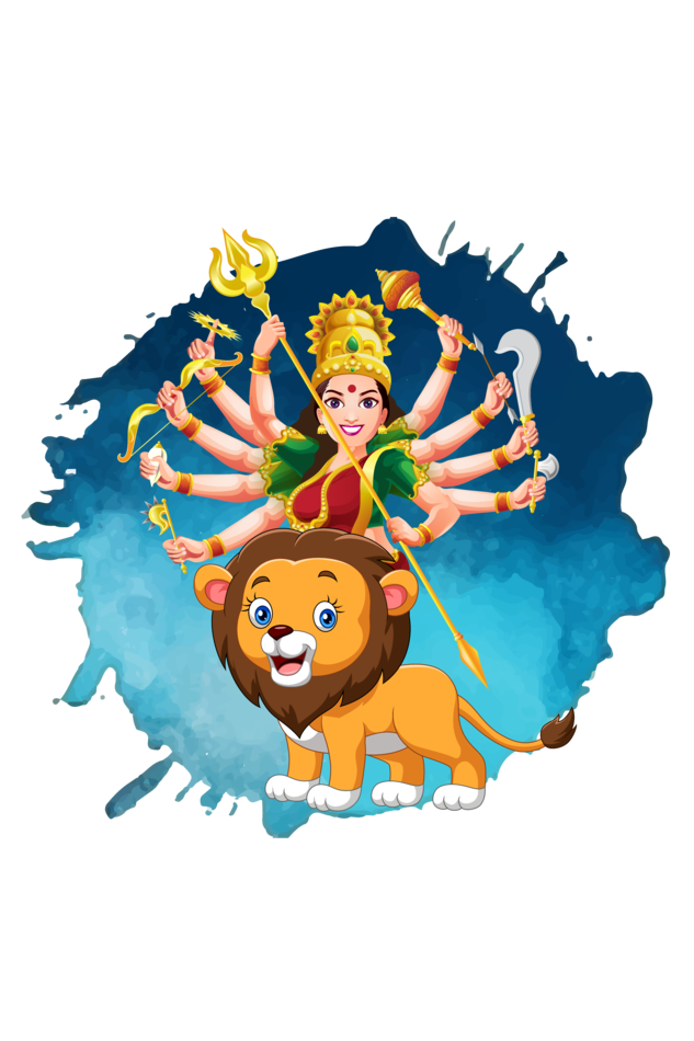 Kid's Boy's Durga Puja special T-shirt Durga with Cute lion