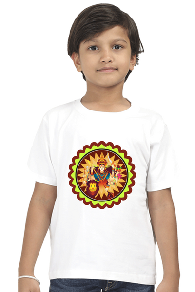 Kids Boy's Durga puja special T-shirt Durga Alpana