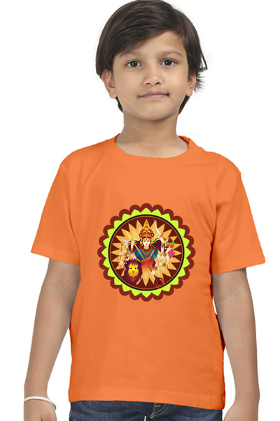 Kids Boy's Durga puja special T-shirt Durga Alpana