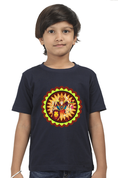 Kids Boy's Durga puja special T-shirt Durga Alpana